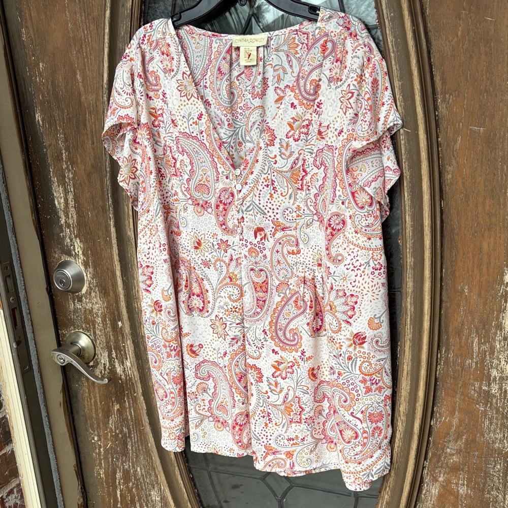 Like New Cynthia Rowley Paisley Print Top! Women’s 1X
